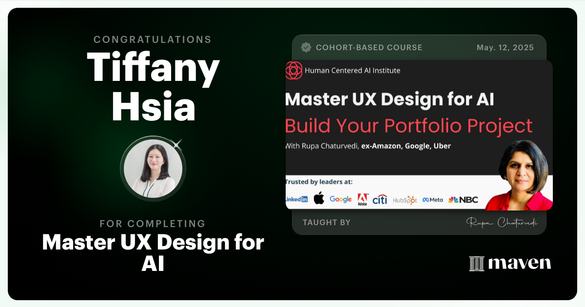 Certificate of Completion for Master UX Design for AI