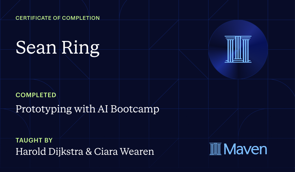 Certificate for Vibe Coding Bootcamp