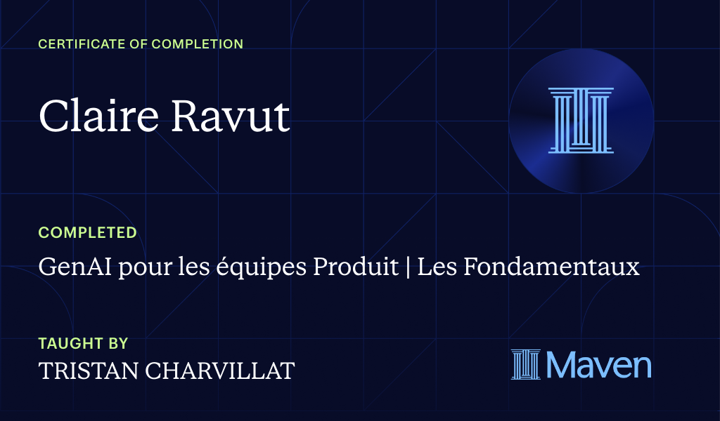Certificate for GenAI pour les équipes Produit | Les Fondamentaux