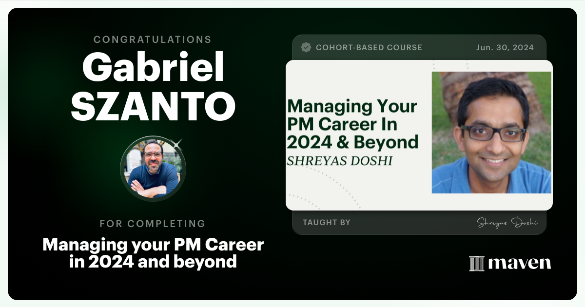 Certificate of Completion for Managing your PM Career in 2025 and beyond