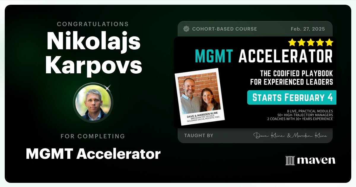 Certificate of Completion for MGMT Accelerator: AI-Enhanced Leadership