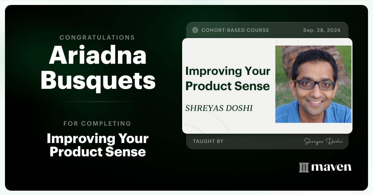 Certificate of Completion for World-class Product Sense in Practice