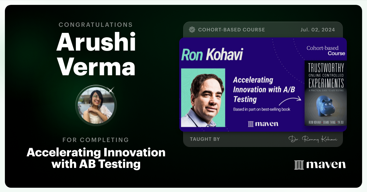 Certificate of Completion for Accelerating Innovation with A/B Testing