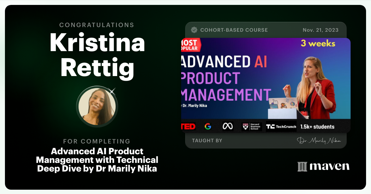 Certificate of Completion for Advanced AI Product Leadership Certification