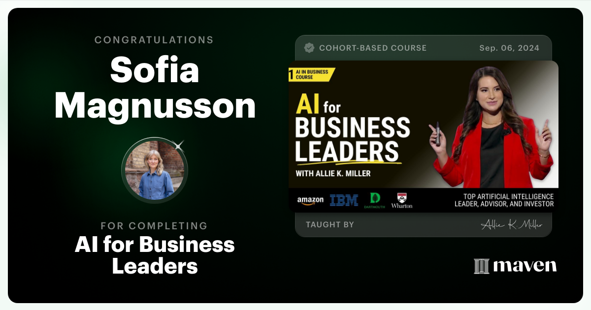 Certificate of Completion for AI for Business Leaders