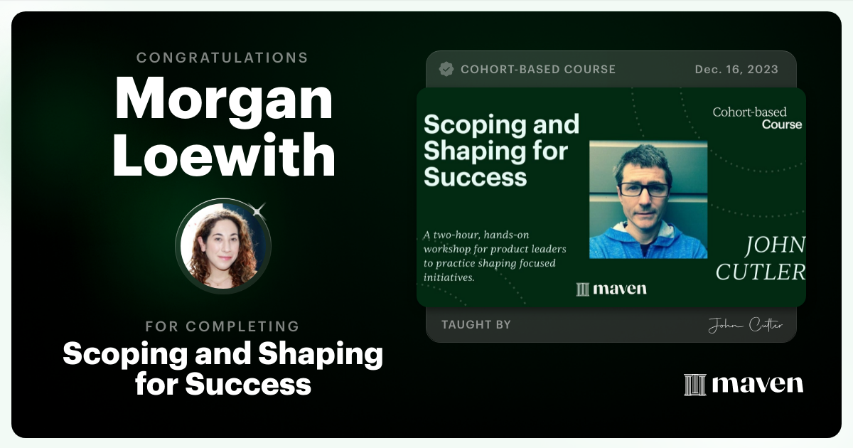 Certificate of Completion for Scoping and Shaping for Success