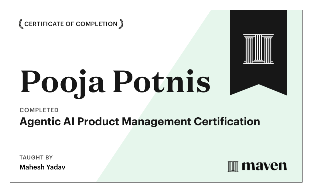 Certificate for Agentic AI Product Management Certification