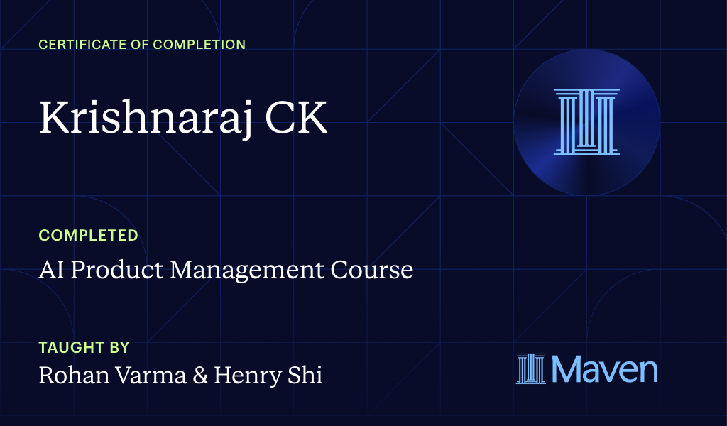 Certificate for AI Product Management Course