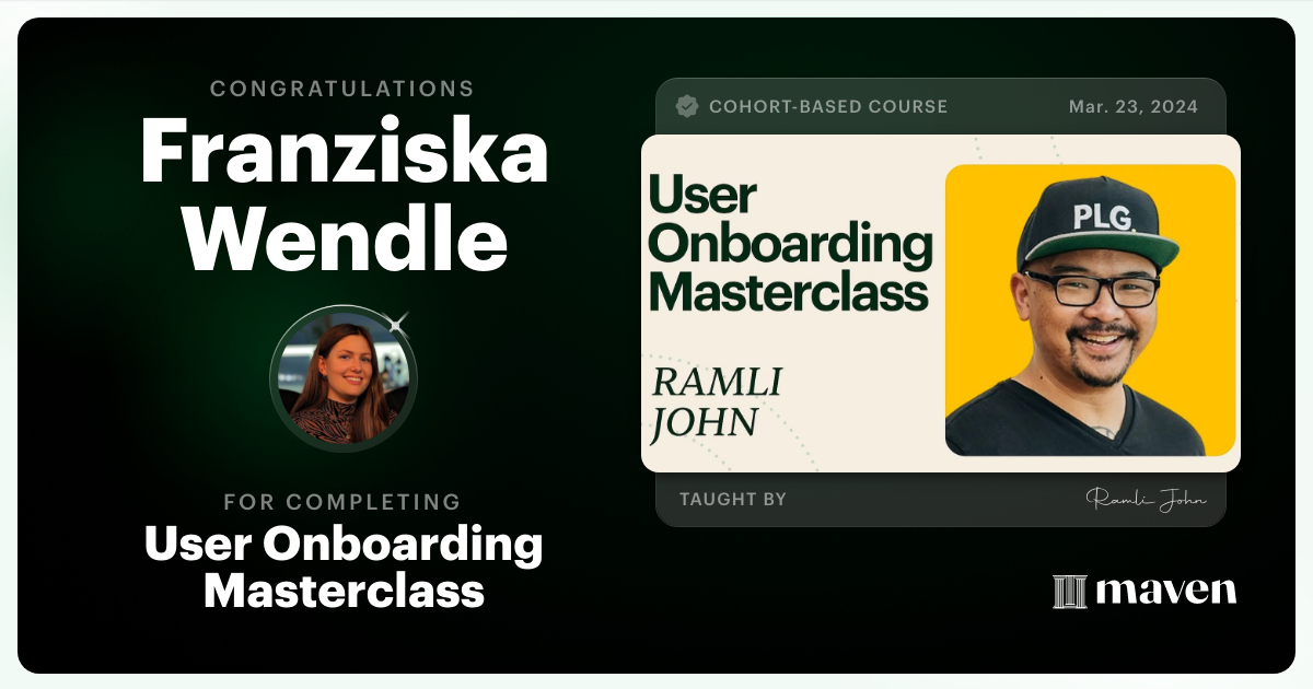 Certificate of Completion for Product Onboarding Masterclass