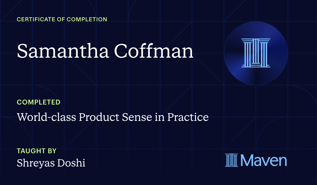 Certificate for World-class Product Sense in Practice