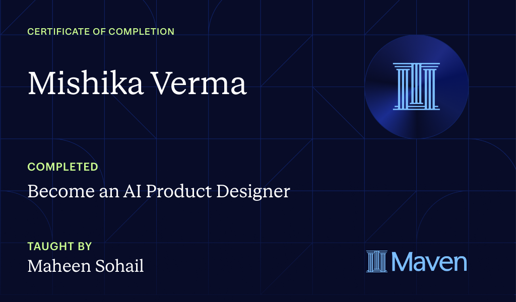 Certificate for Become an AI Product Designer