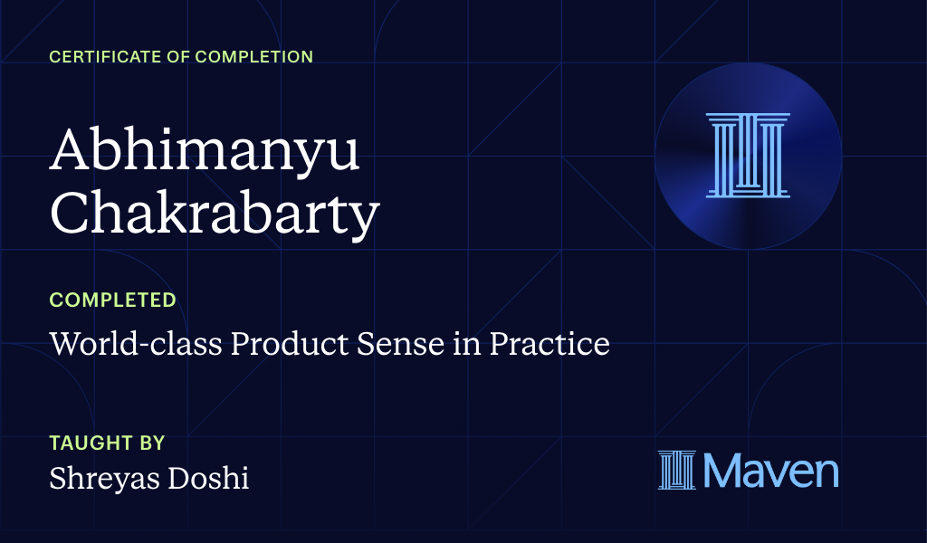Certificate for World-class Product Sense in Practice