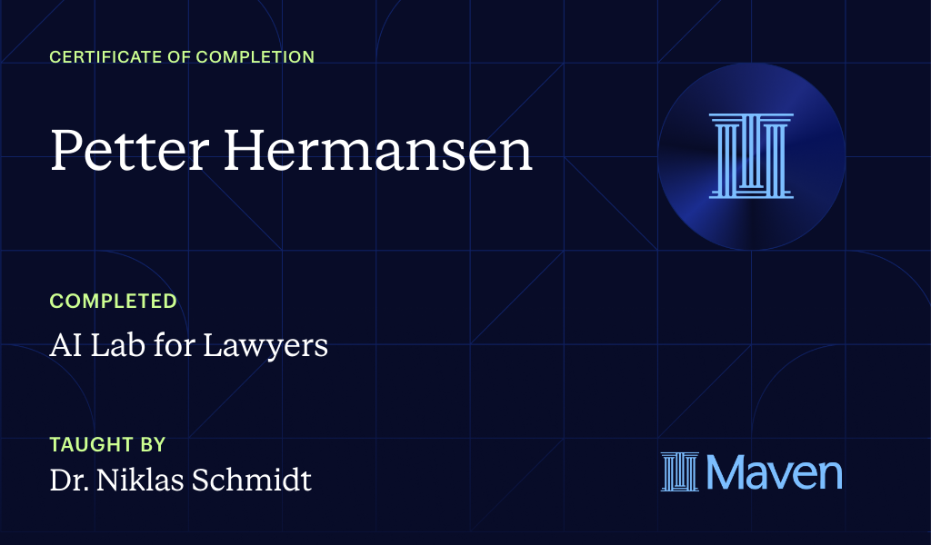 Certificate for AI Lab for Lawyers