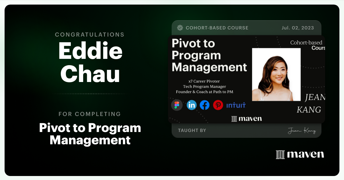 Certificate of Completion for Pivot to Program Management