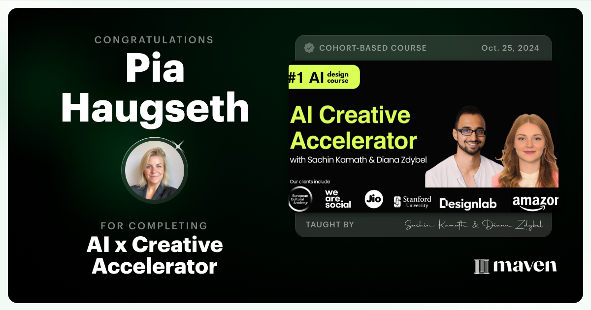 Certificate of Completion for AI x Creative Accelerator