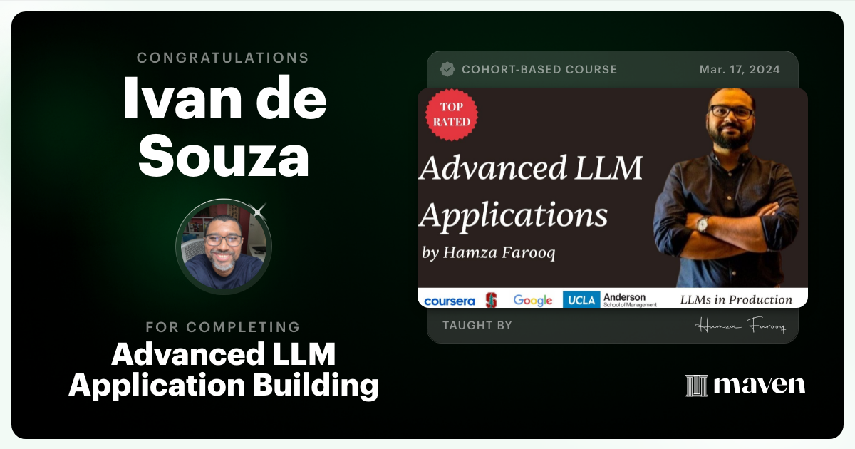 Certificate of Completion for Agent Engineering Bootcamp: Developers Edition