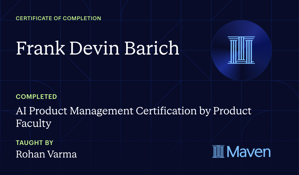 Certificate for AI Product Management Certification Plus 6 More Live Certifications Included