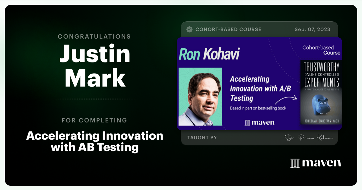 Certificate of Completion for Accelerating Innovation with A/B Testing