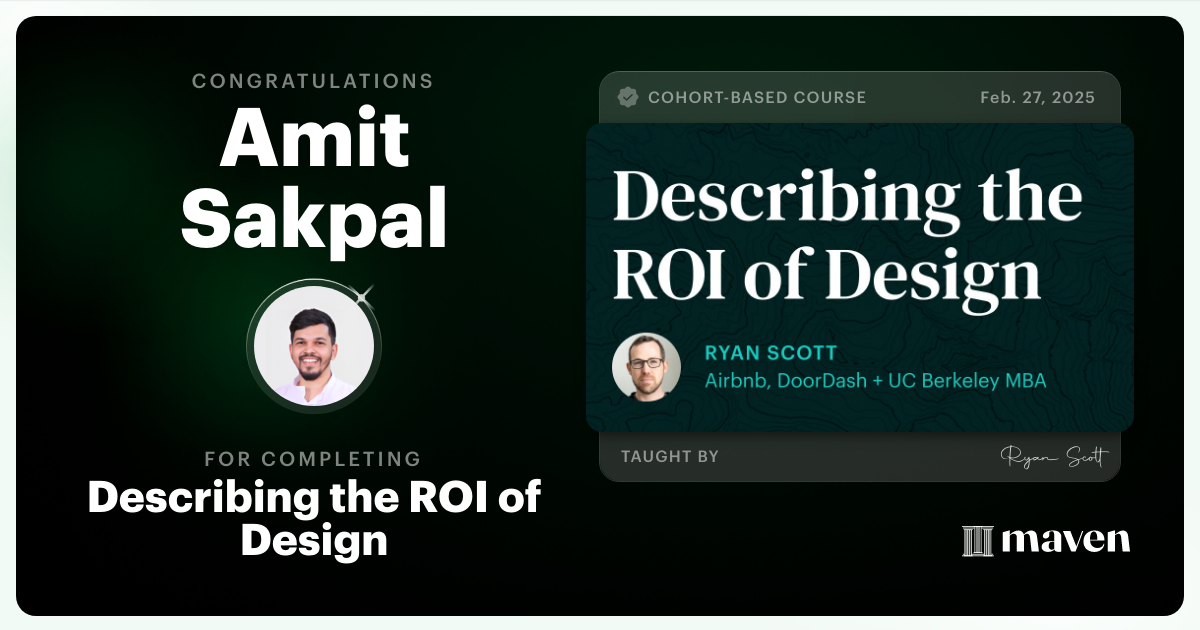 Certificate of Completion for Describing the ROI of Design