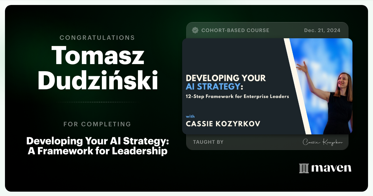 Certificate of Completion for Developing Your AI Strategy: A Framework for Leadership