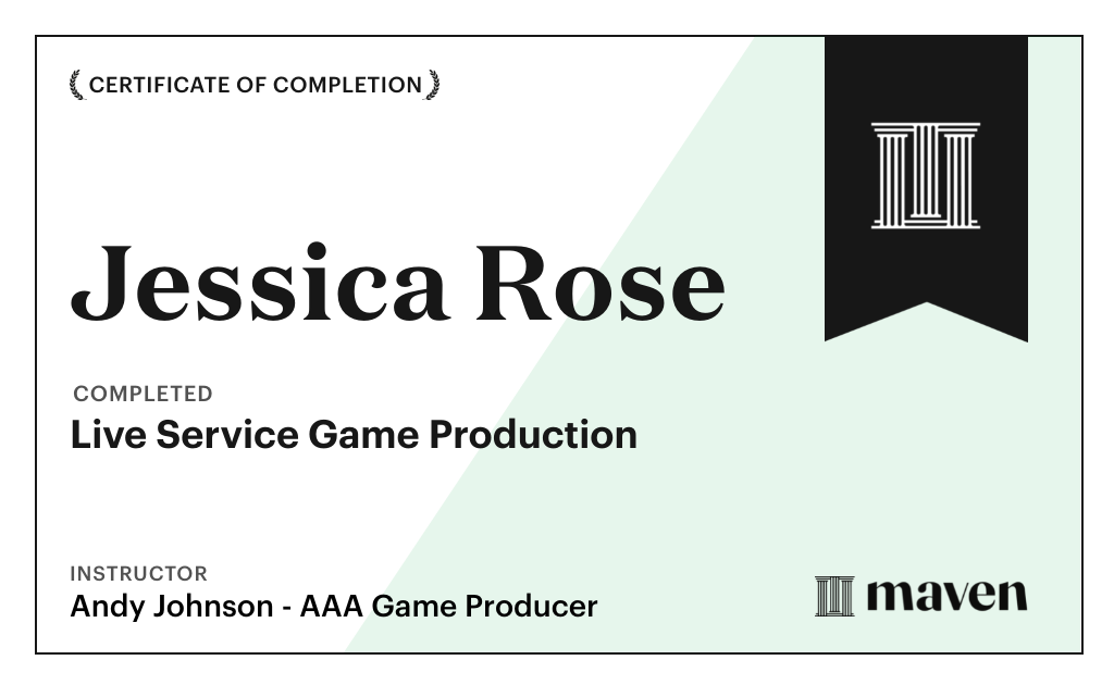 Certificate for Live Service Game Production: Sustainable LiveOps Built to Scale