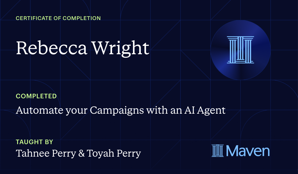 Certificate for Automate your Campaigns with an AI Agent