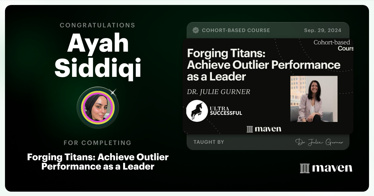 Certificate of Completion for Forging Titans: Achieve Outlier Performance as a Leader