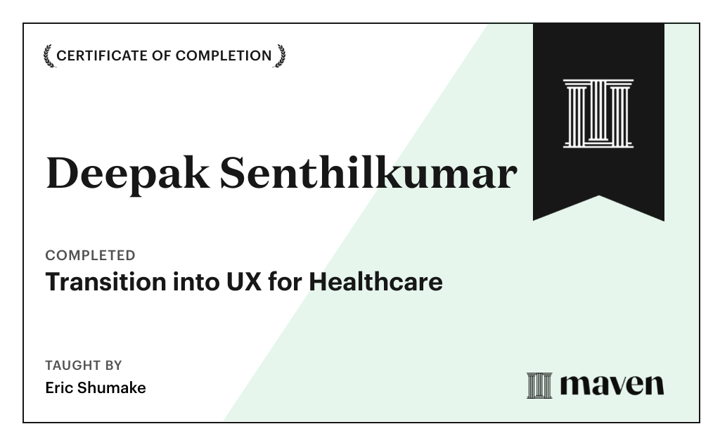 Certificate for Transition into UX for Healthcare