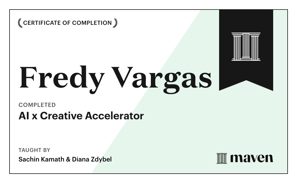 Certificate for AI x Creative Accelerator