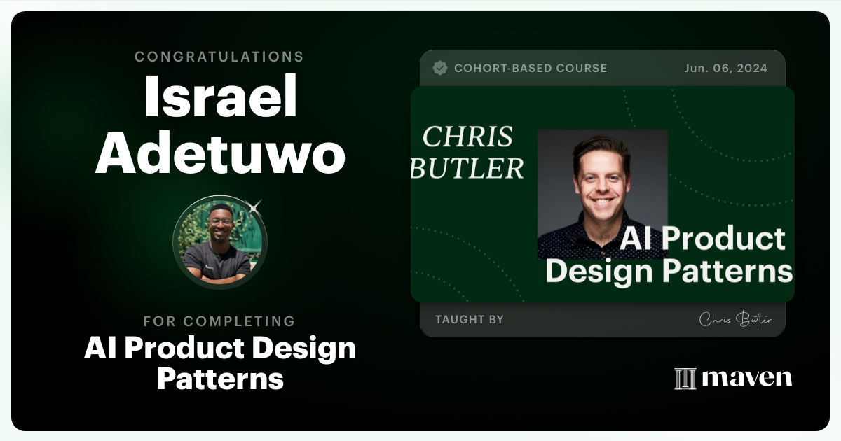 Certificate of Completion for AI Product Design Patterns