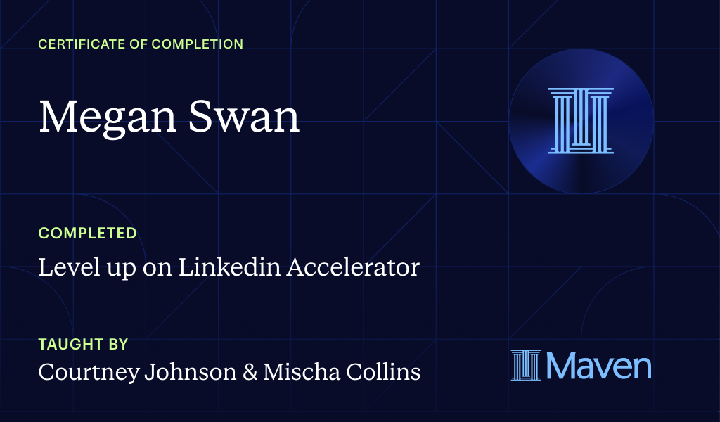 Certificate for Level up on Linkedin Accelerator