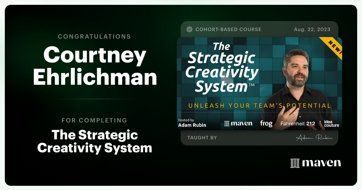 Certificate of Completion for The Strategic Creativity System