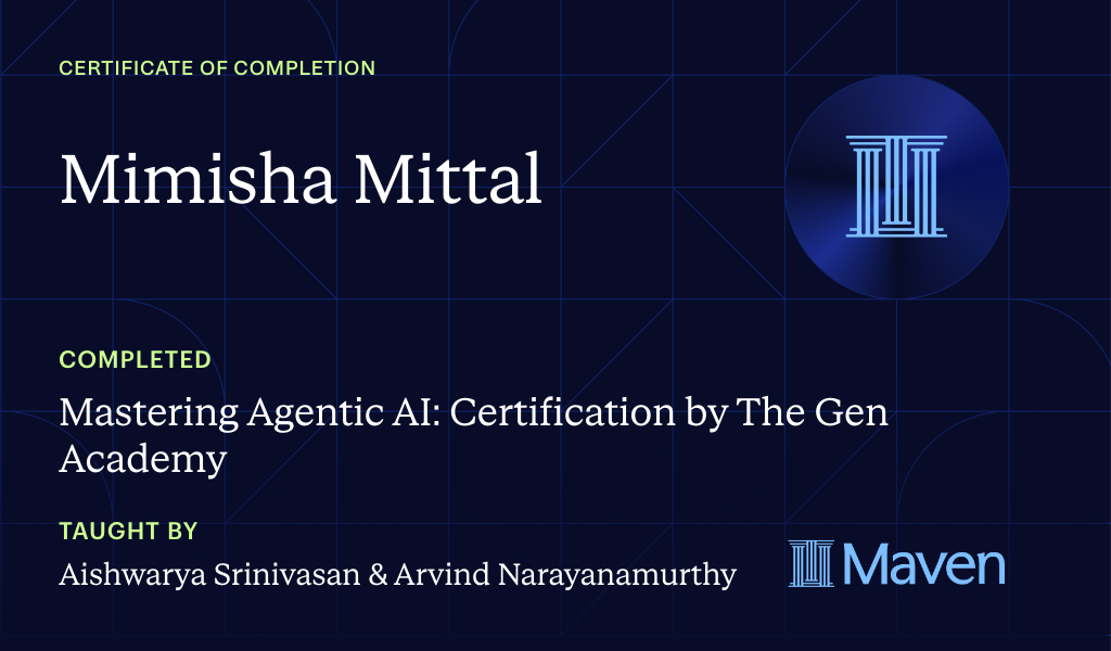 Certificate for Mastering Agentic AI: Certification by The Gen Academy