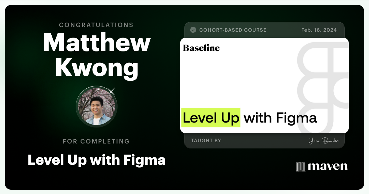 Certificate of Completion for Level Up with Figma