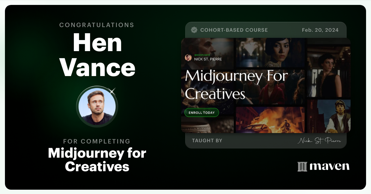 Certificate of Completion for Midjourney for Creatives