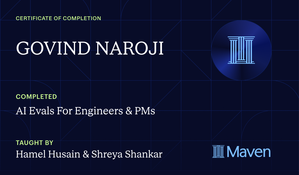 Certificate for AI Evals For Engineers & PMs