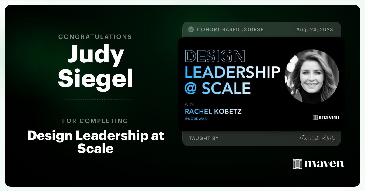 Certificate of Completion for Design Leadership at Scale: Executive