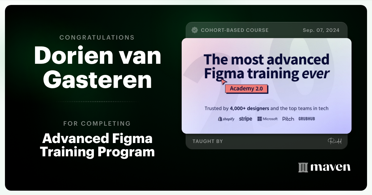 Certificate of Completion for Advanced Figma Training Program