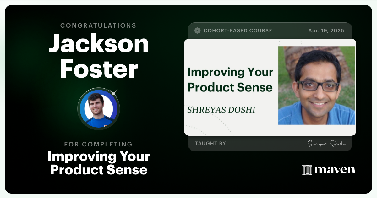 Certificate of Completion for World-class Product Sense in Practice