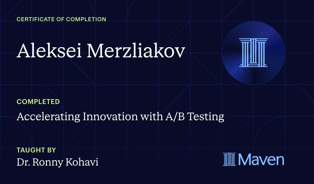 Certificate for Accelerating Innovation with A/B Testing