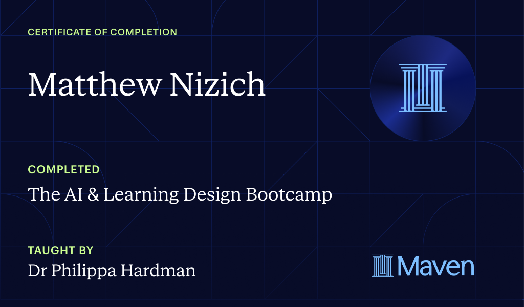 Certificate for The AI Bootcamp for L&D