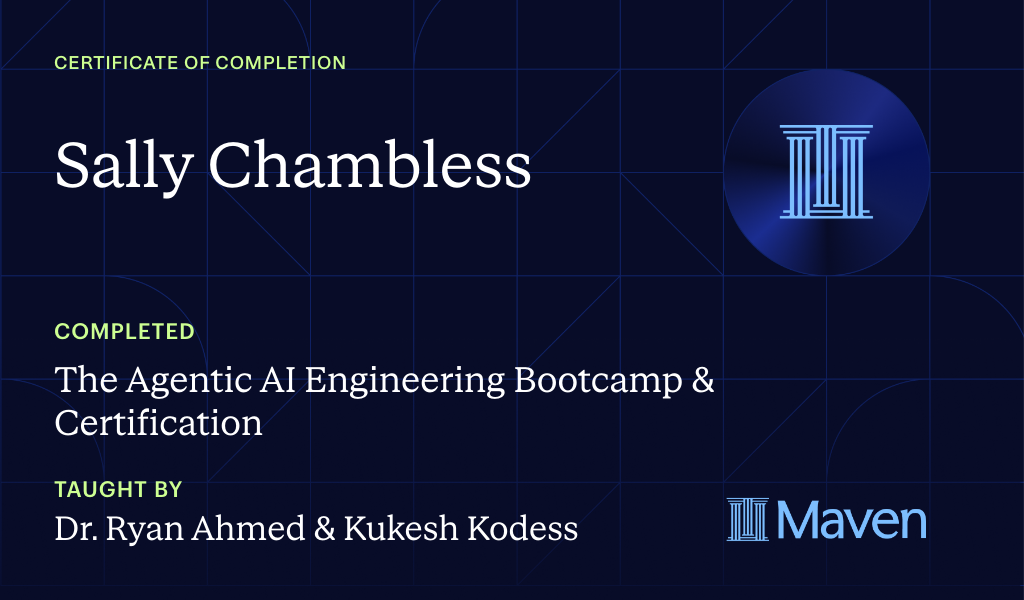 Certificate for The Agentic AI Engineering Bootcamp & Certification