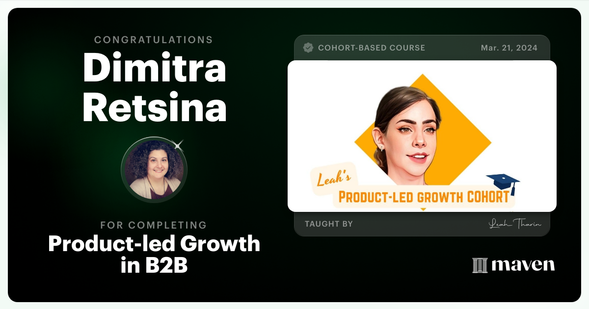 Certificate of Completion for Product-led Growth in B2B