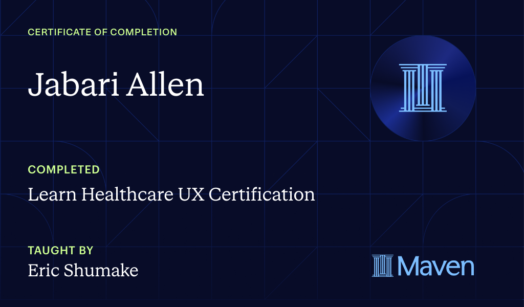 Certificate for Transition into UX for Healthcare