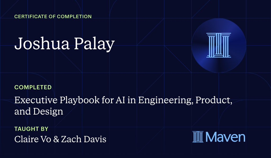 Certificate for Executive Playbook for AI in Engineering, Product, and Design