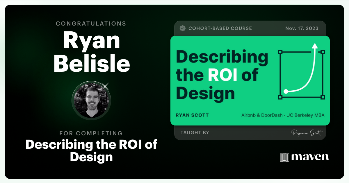 Certificate of Completion for Describing the ROI of Design