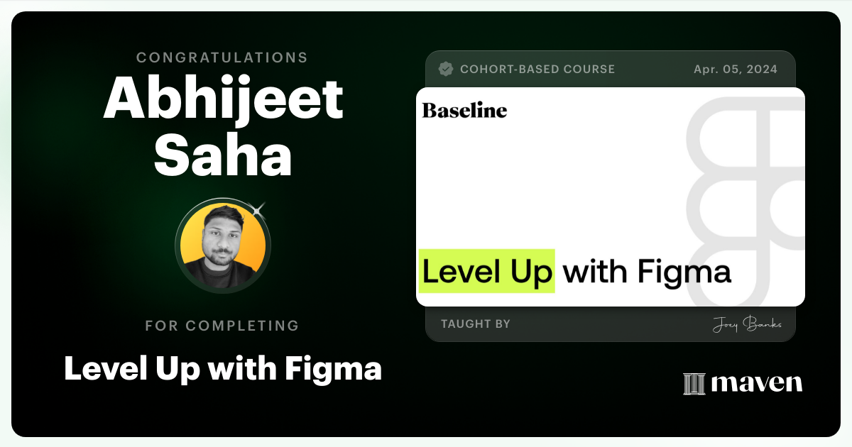 Certificate of Completion for Level Up with Figma