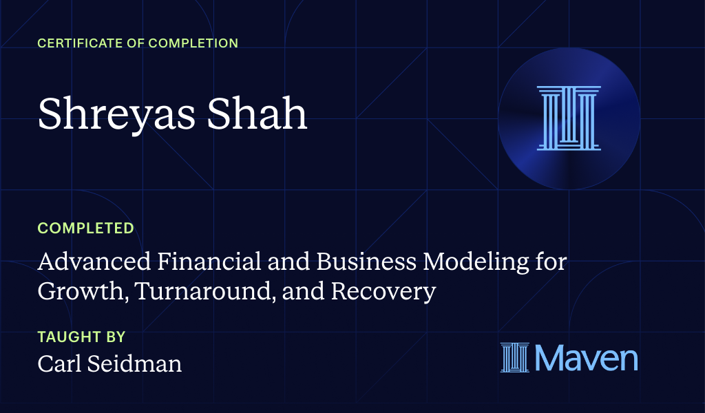 Certificate for Advanced Financial and Business Modeling for Growth, Turnaround, and Recovery