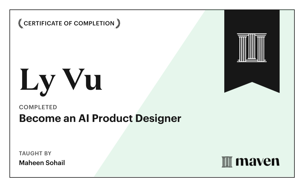 Certificate for Become an AI Product Designer