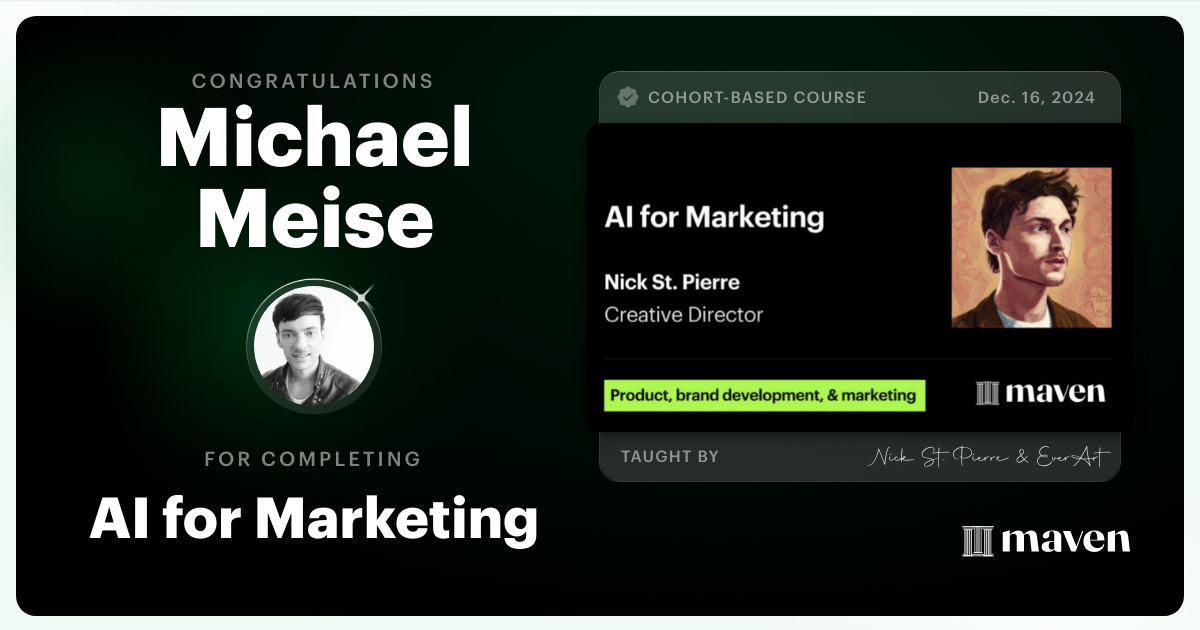 Certificate of Completion for AI for Marketing